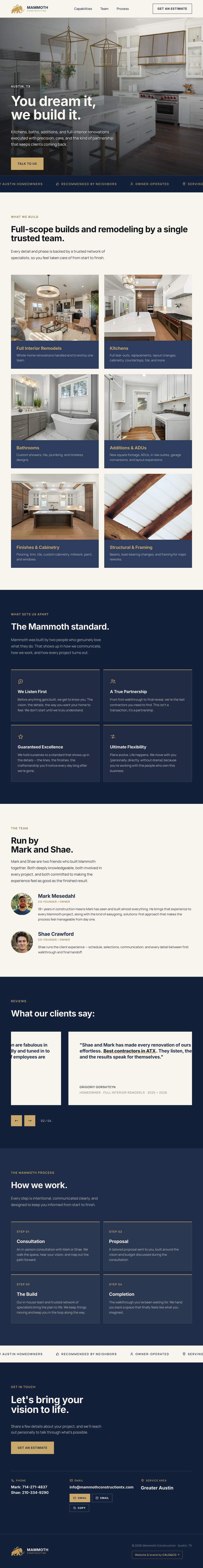 Mammoth Construction website